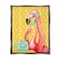 Stupell Industries Flamingo Calling Dial Telephone Groovy Flowers Framed Floater Canvas Wall Art